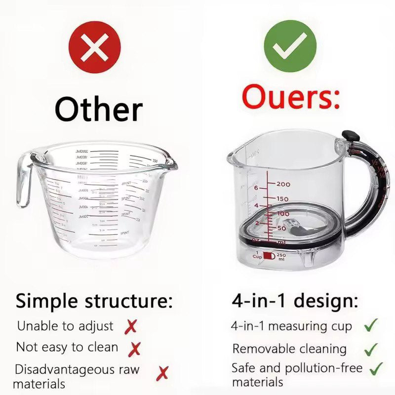 Adjustable Measuring Cup — Transparent Kitchen Measuring Tool