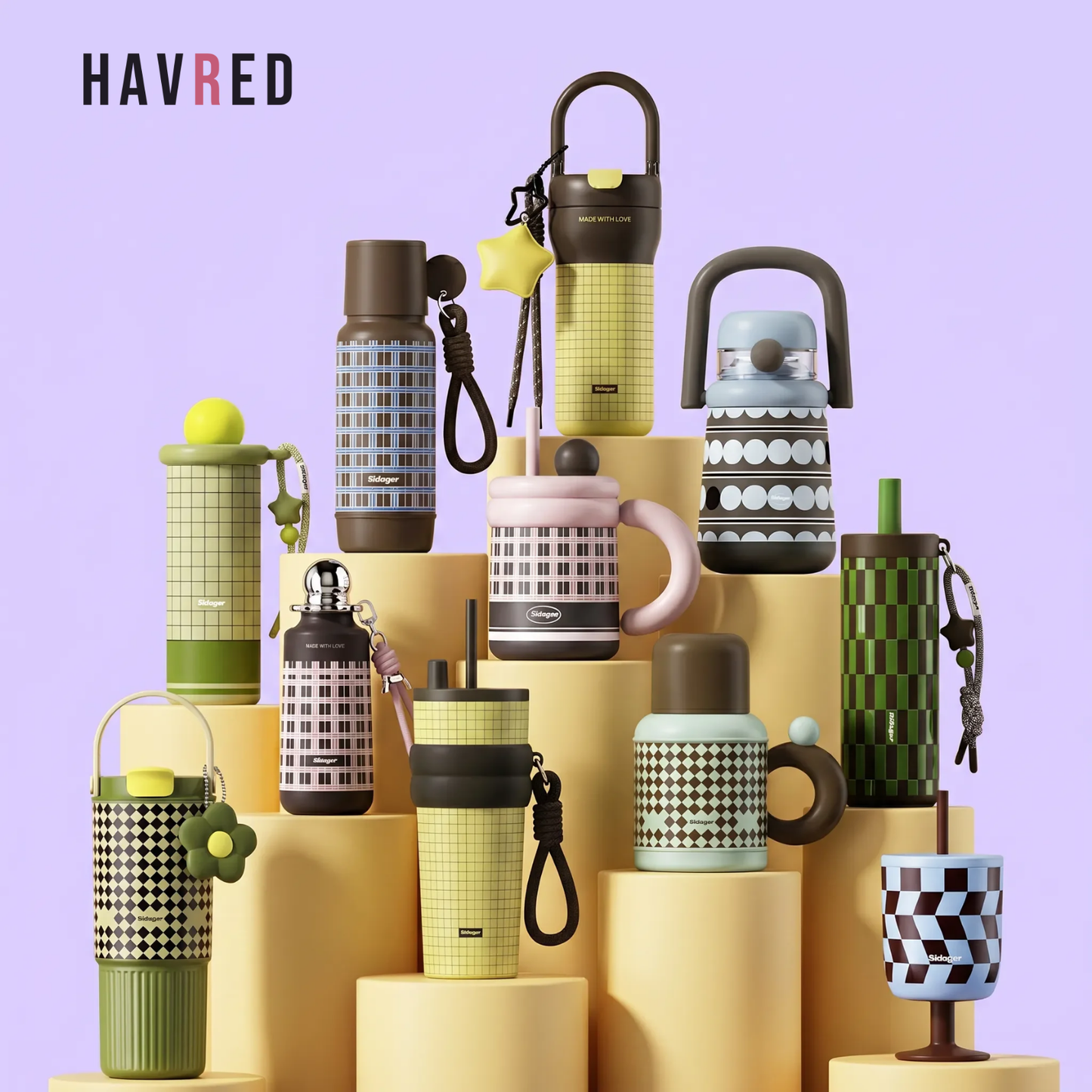 Plaid Mood Collection — Retro Checkered Tumblers & Mugs