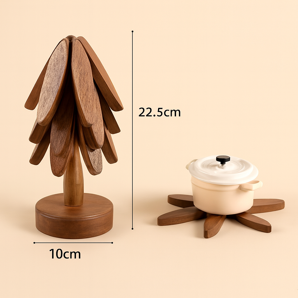 Foldable Wooden Trivet – Functional Art for Your Kitchen